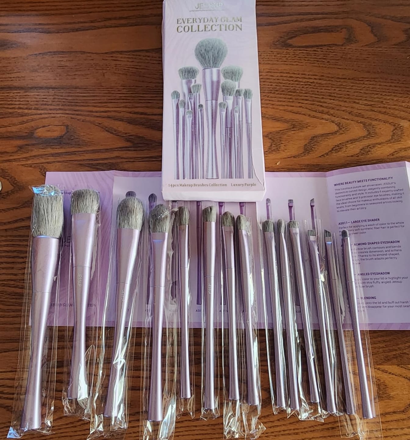 Customer photo review of Luxury Purple Makeup Brush Set 14pcs T512