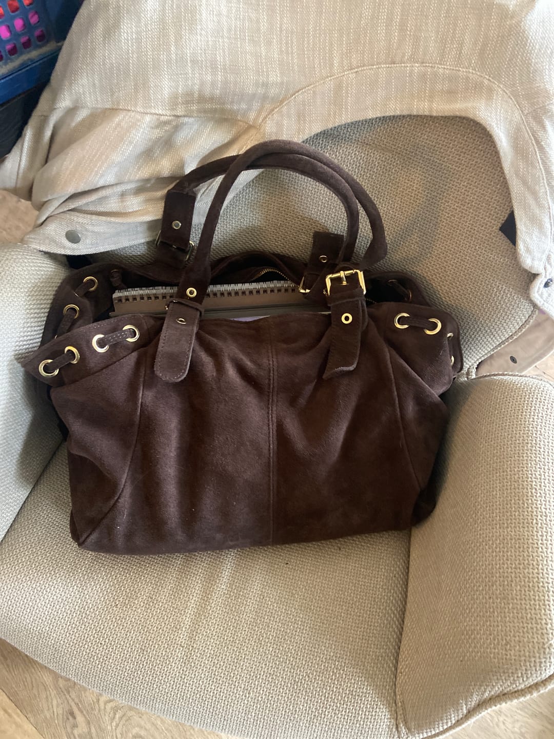 Customer photo review of Suède Muse bag espresso