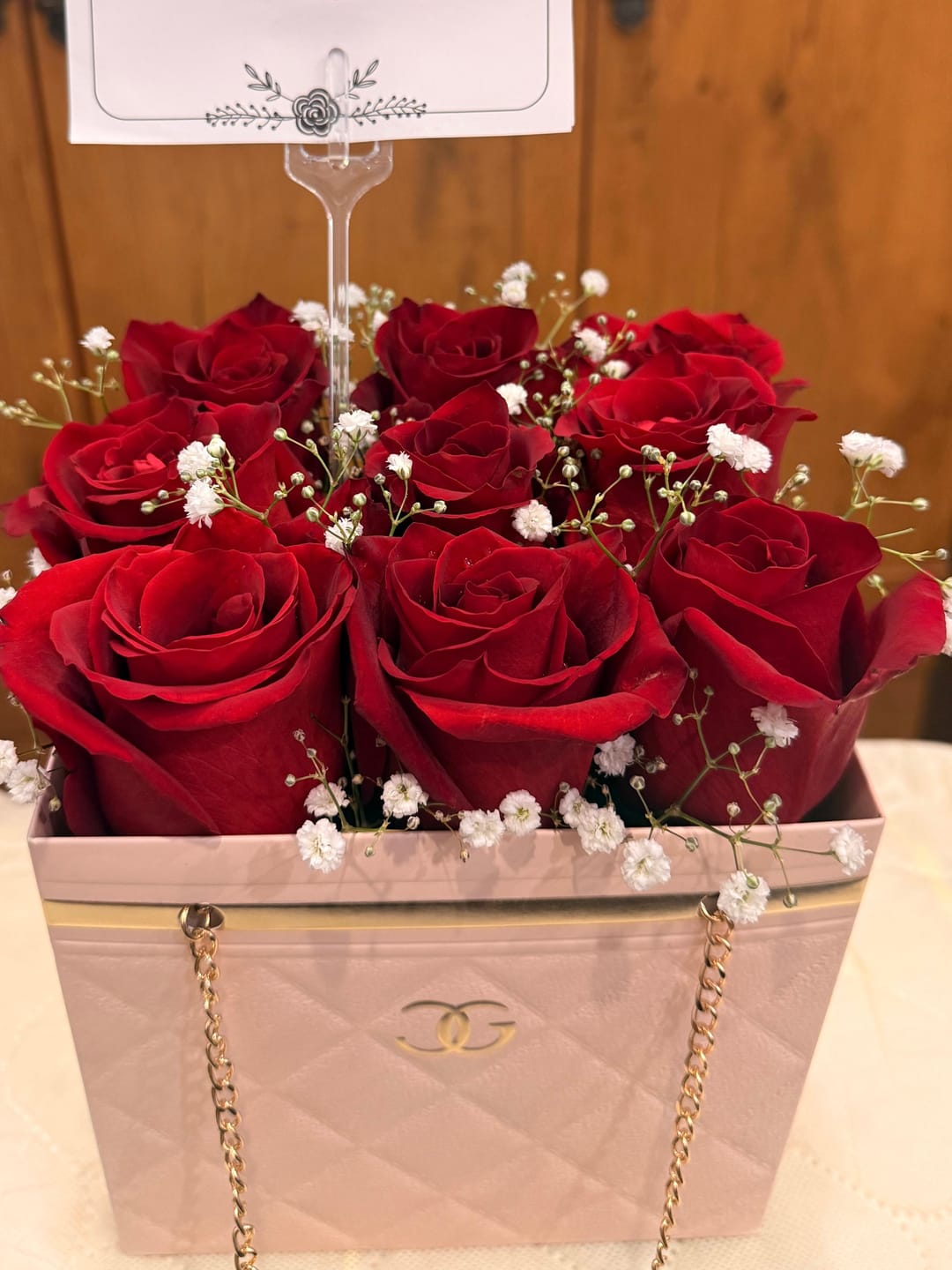 Customer photo review of Pink Bag Red Roses