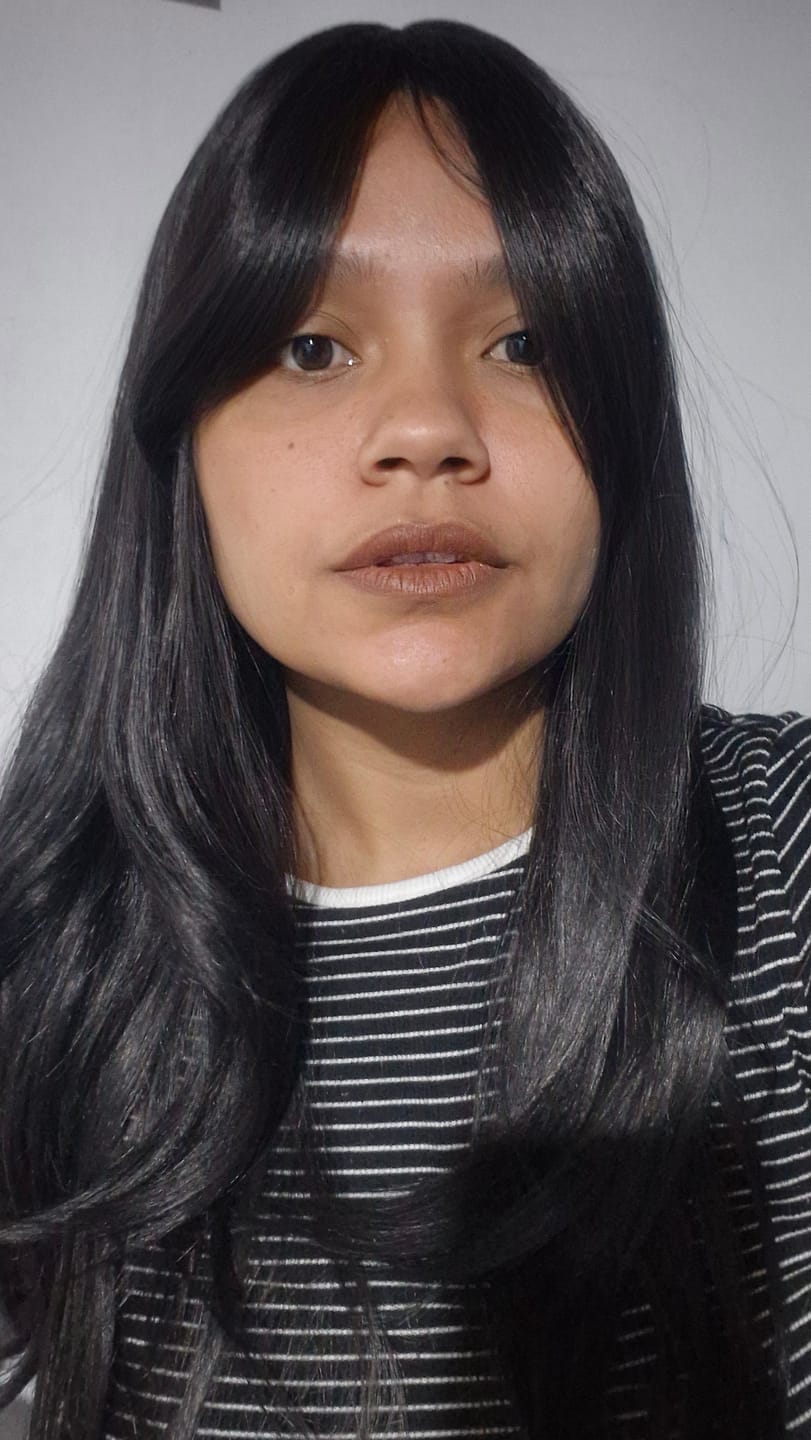Customer photo review of Peruca Aponi Castanho Escuro Franja 70cm