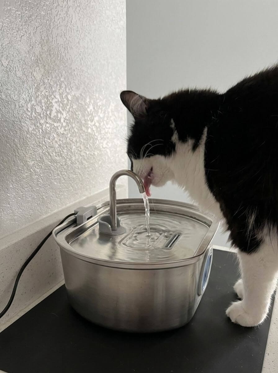 Customer photo review of Purrsteel Fresh Water Fountain