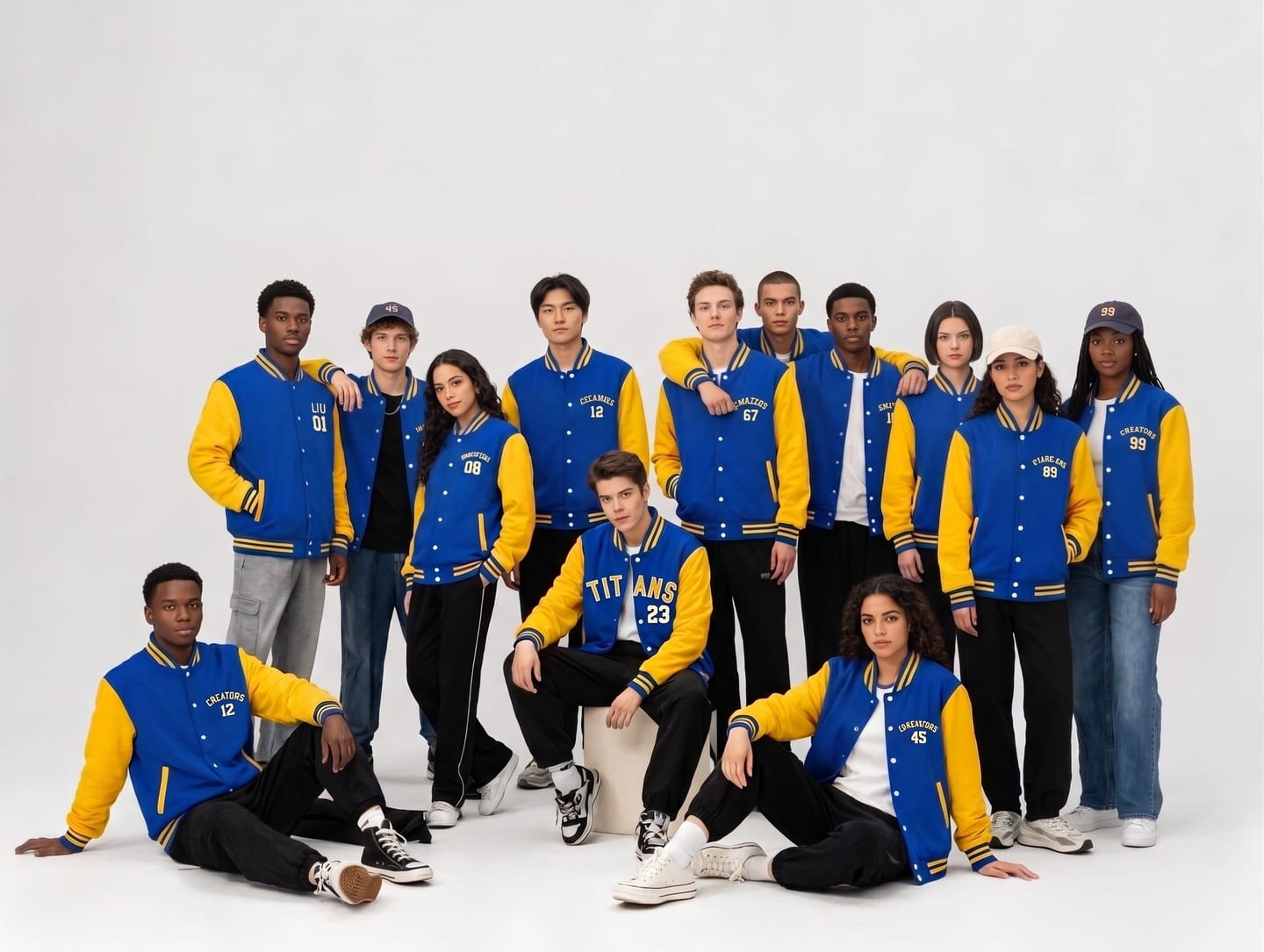 Customer photo review of Custom Royal Gold White Varsity Jacket Full-Snap Breathable Comfort Design