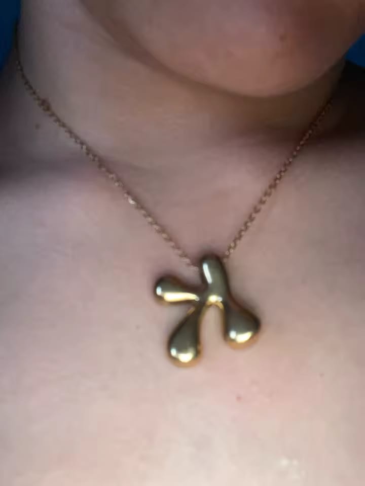 Customer photo review of Personalized Gold Stainless Steel Initial Snake Chain Necklace