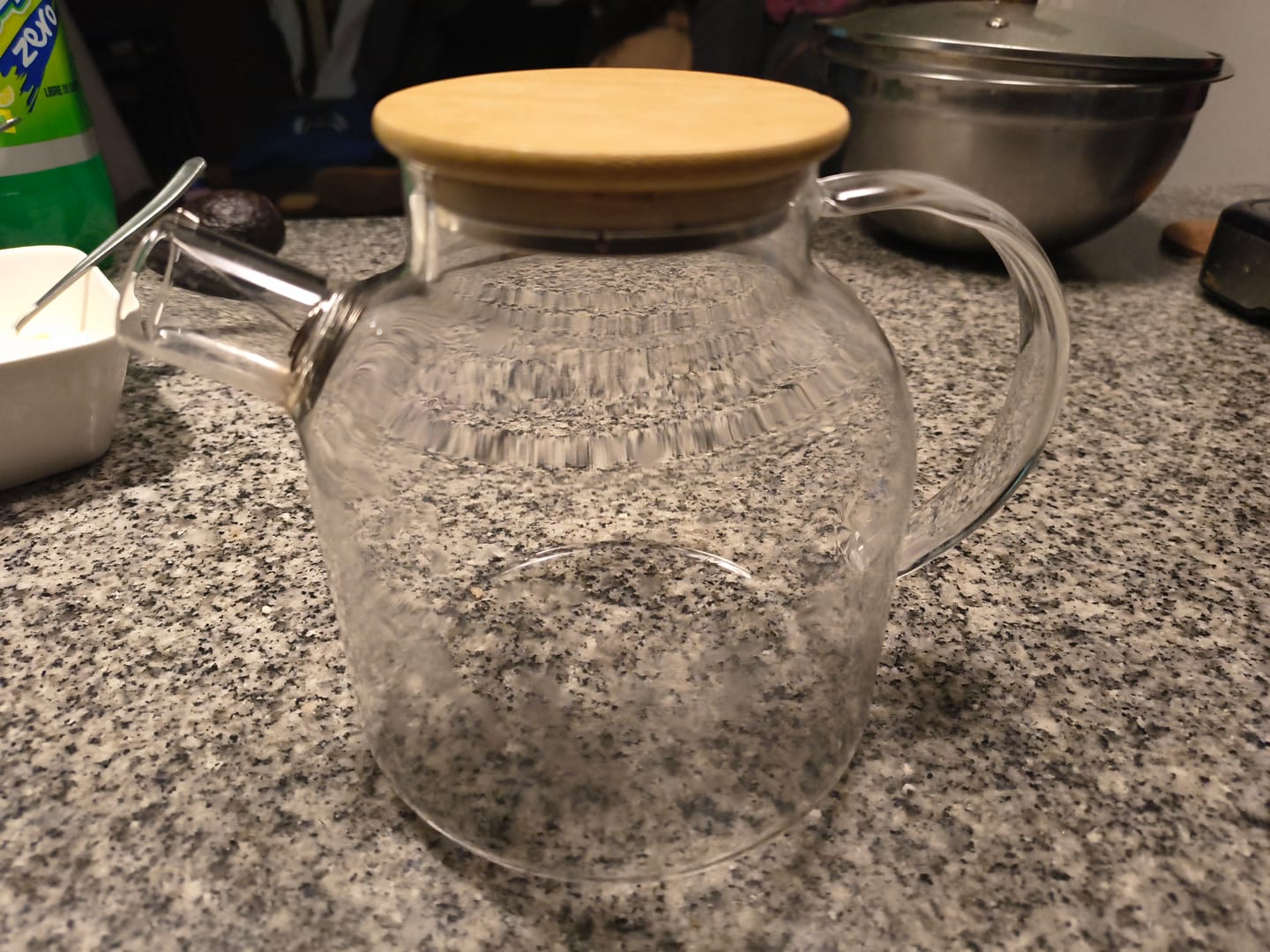 Customer photo review of Tetera Vidrio Con Tapa De Bambú Infusión Té