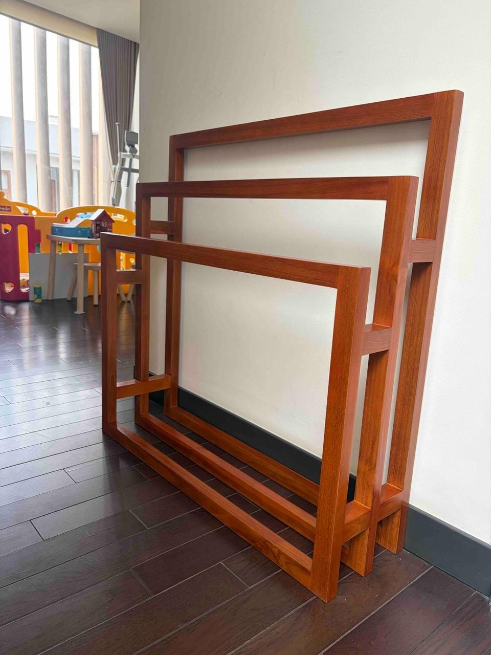 Customer photo review of Exclusive Tiered Teak Towel Rack