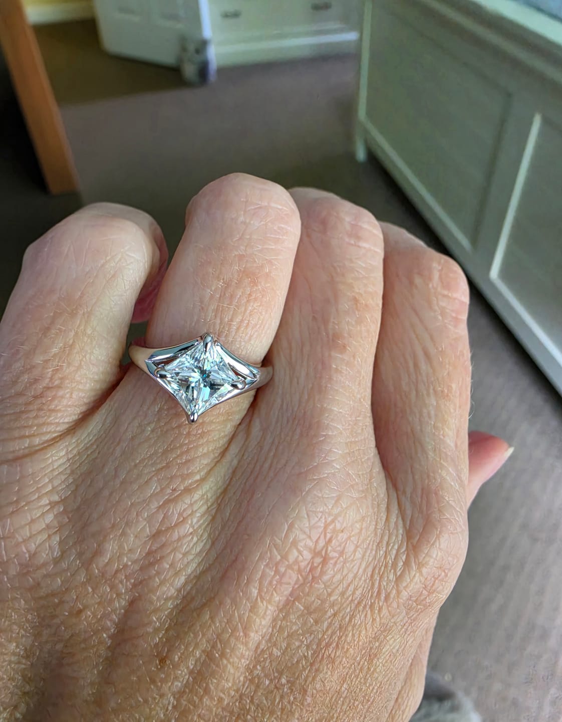 Customer photo review of Engagement Ring Settings: Sterling Silver/K Gold/ Platinum Pricing