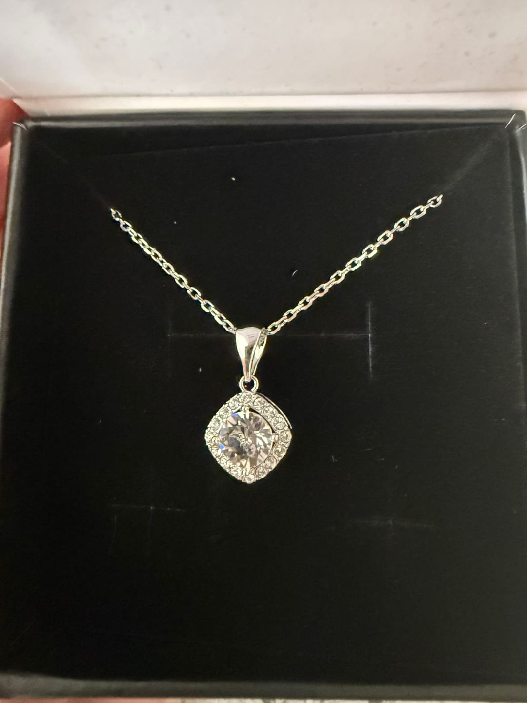 Customer photo review of Celeste 18k White Gold Plated Pendant Necklace with Swarovski Crystals