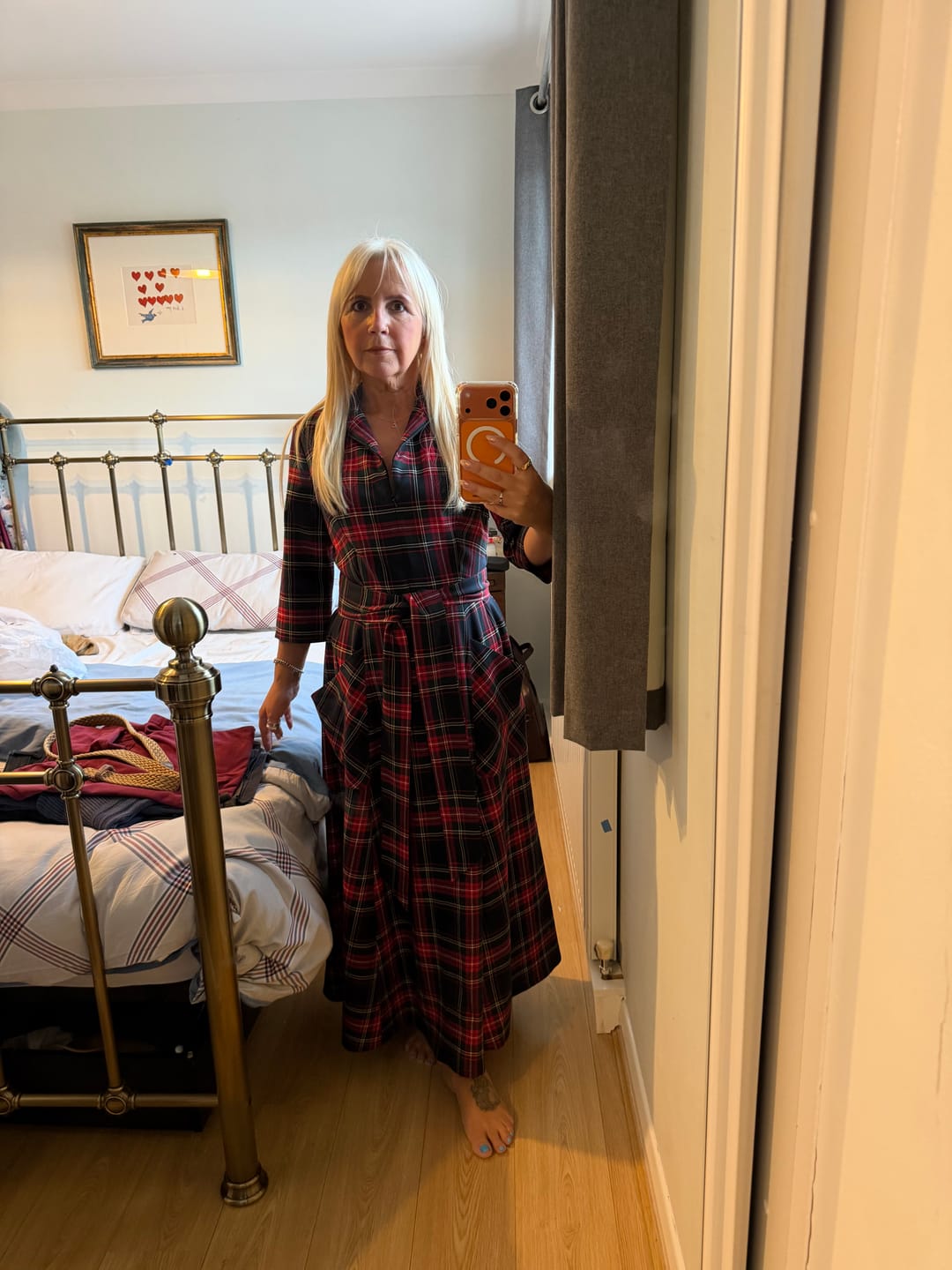Customer photo review of The 'Zip Pocket' Dress in Tartan - Ballerina Length