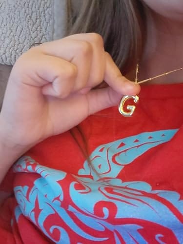 Customer photo review of Personalized Gold Stainless Steel Initial Snake Chain Necklace