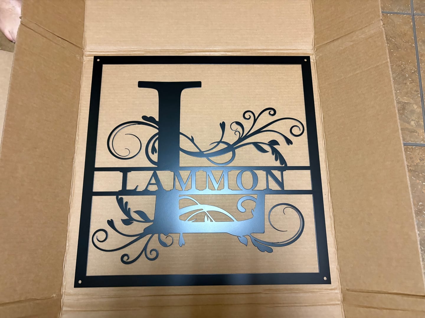 Customer photo review of Split Monogram Square