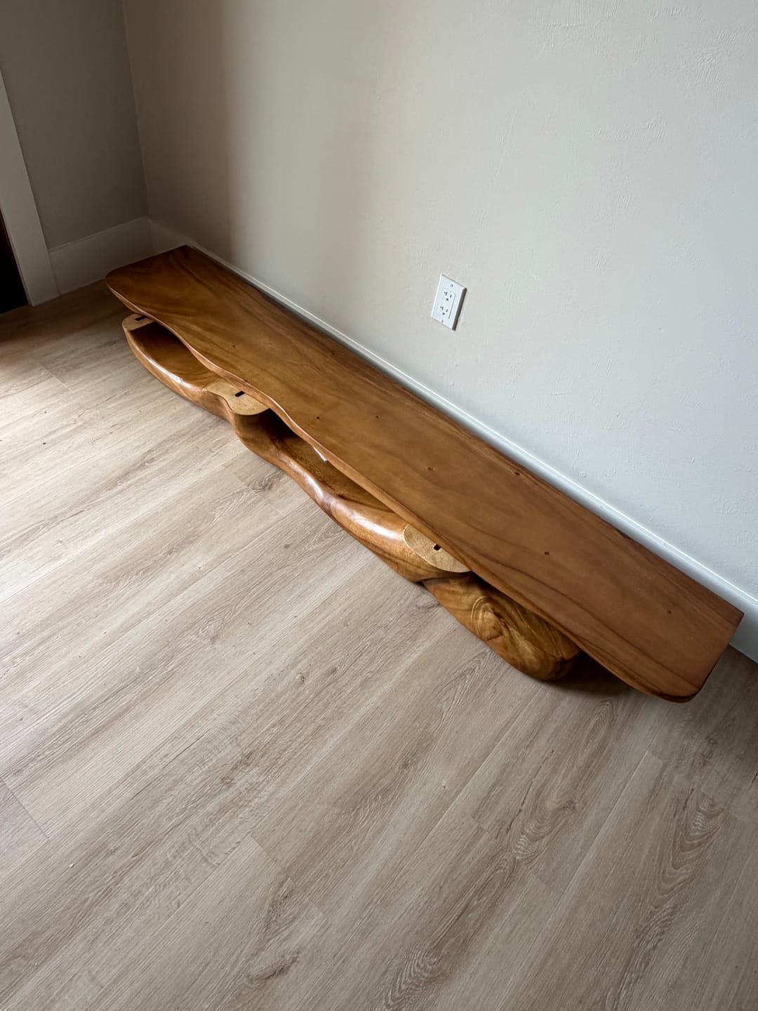 Customer photo review of Modern Wooden Side Table With Sculptural Hollow Form For Living Room