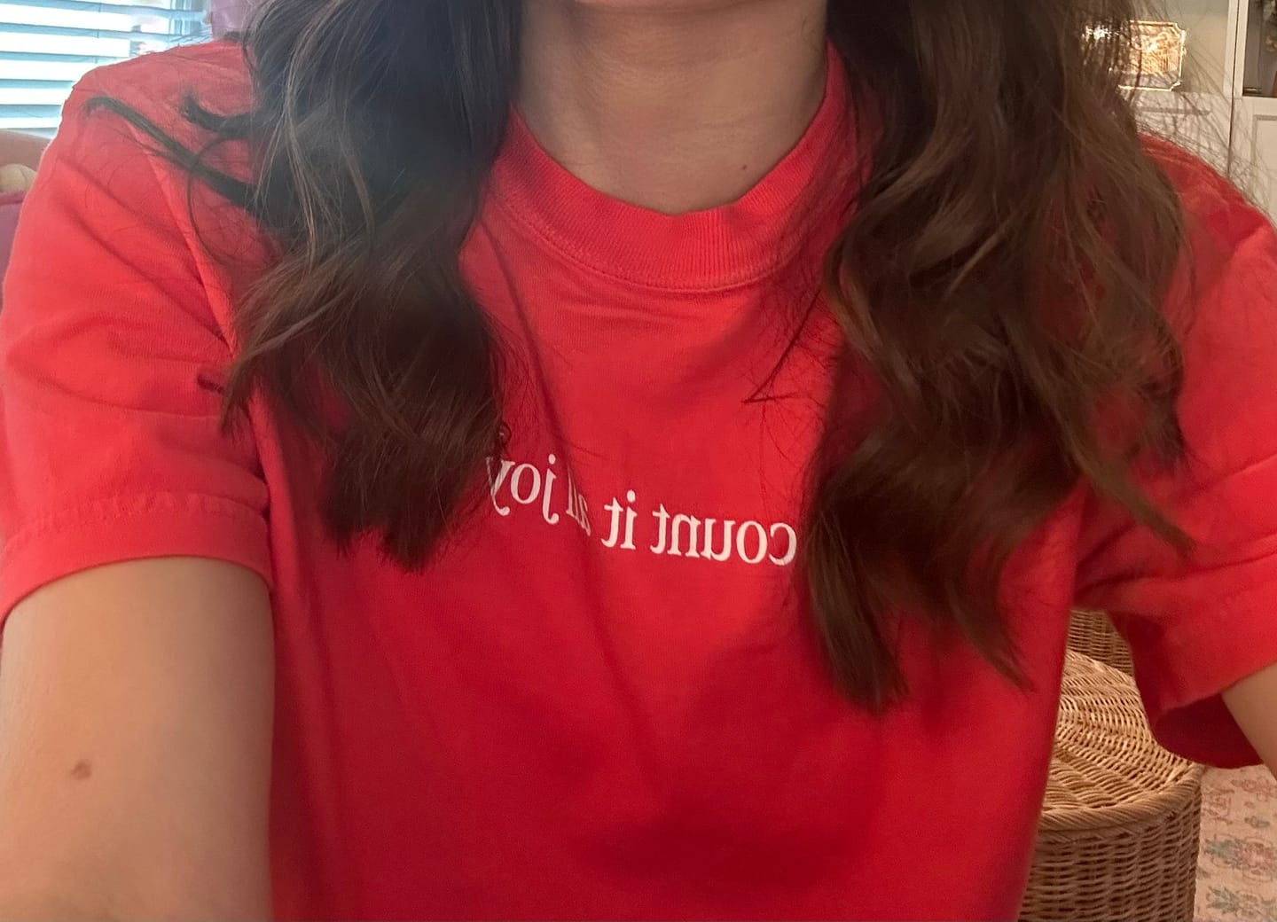 Customer photo review of Count It All Joy Tee - Cherry Red