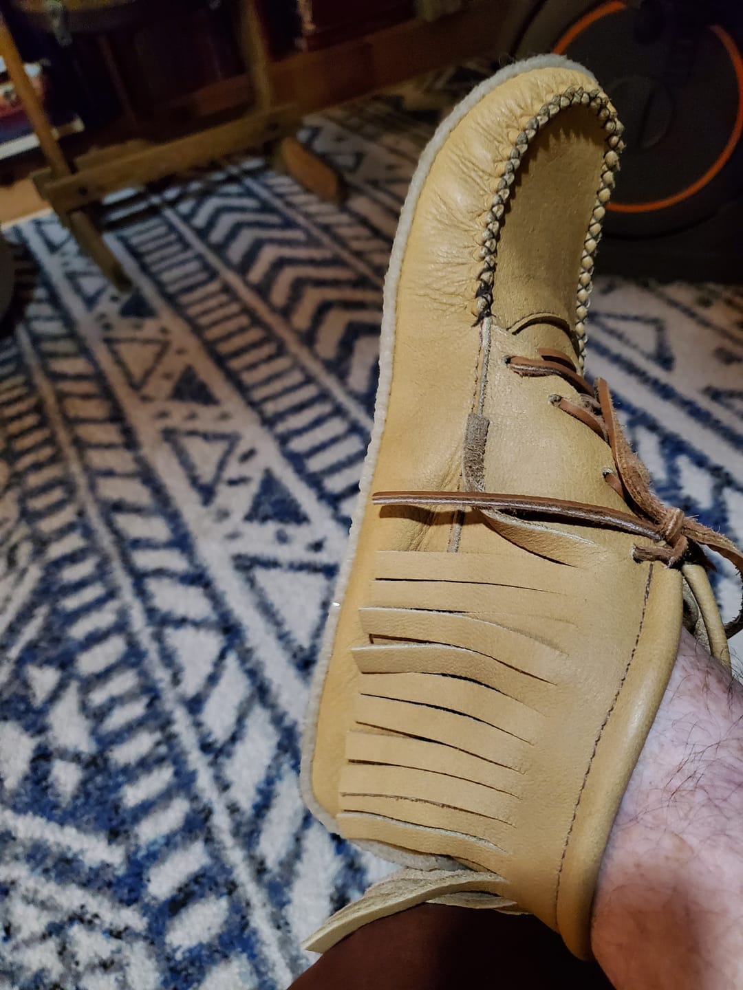 Customer photo review of Men's Fringed Ankle Moccasin Boots