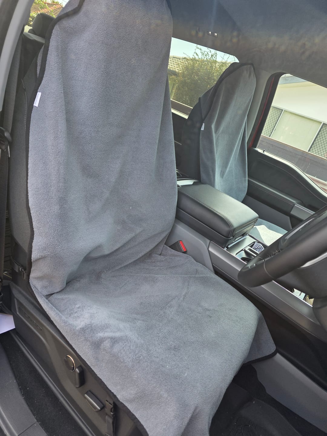 Customer photo review of Waterproof Car Seat Towel – Storm Grey | Towel Society