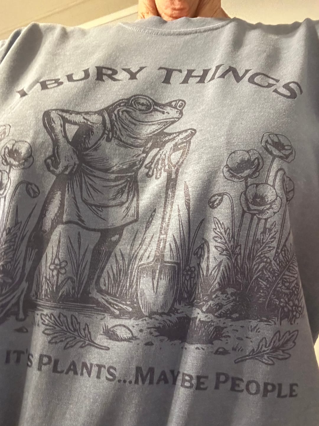 Customer photo review of I Bury Things Frog T-Shirt