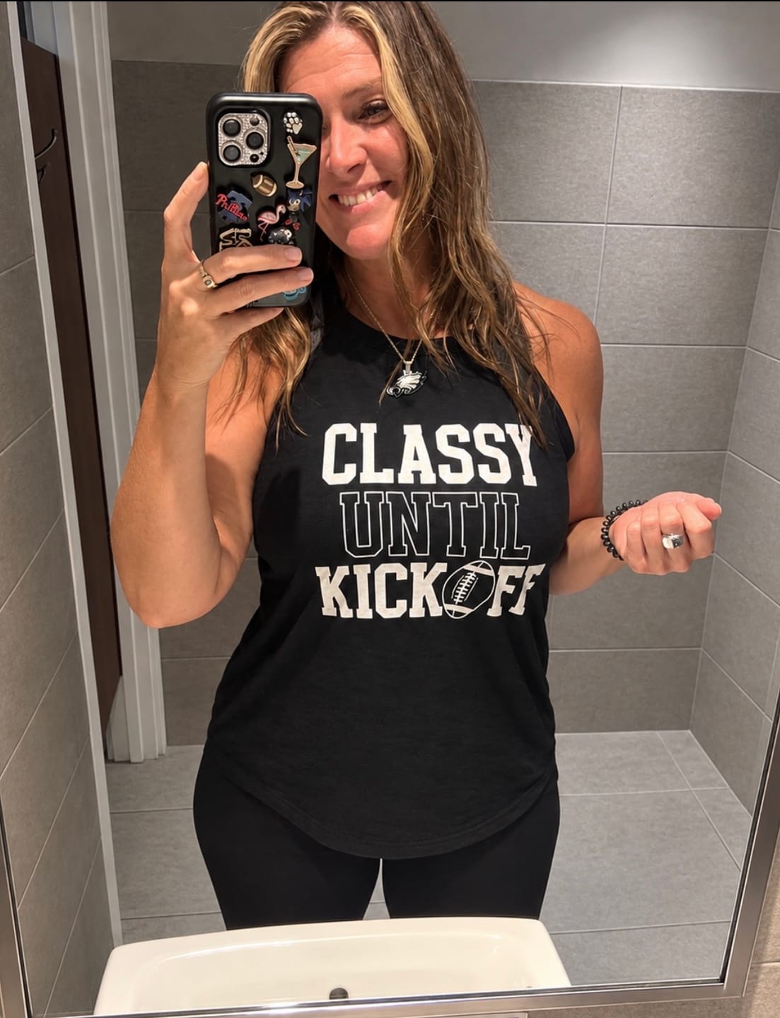 Customer photo review of Classy Until Kickoff Rocker Tank