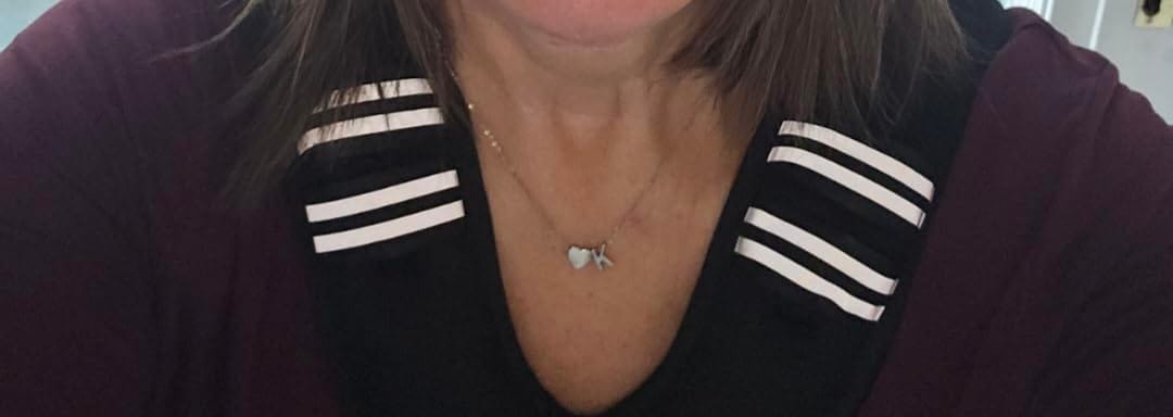 Customer photo review of 18K Gold Plated Petite Initial Heart Pendant Necklace