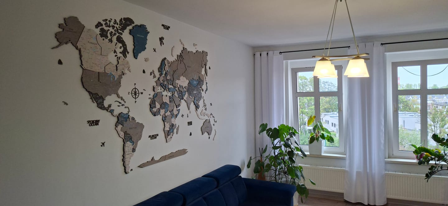 Customer photo review of Drewniana mapa świata 3D “Nordique"