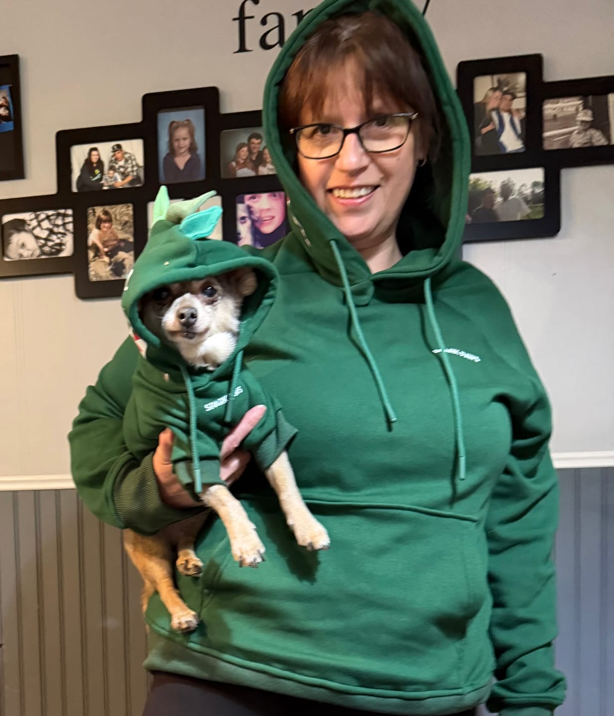Customer photo review of Halloween Dog Hoodie - Dinosaur