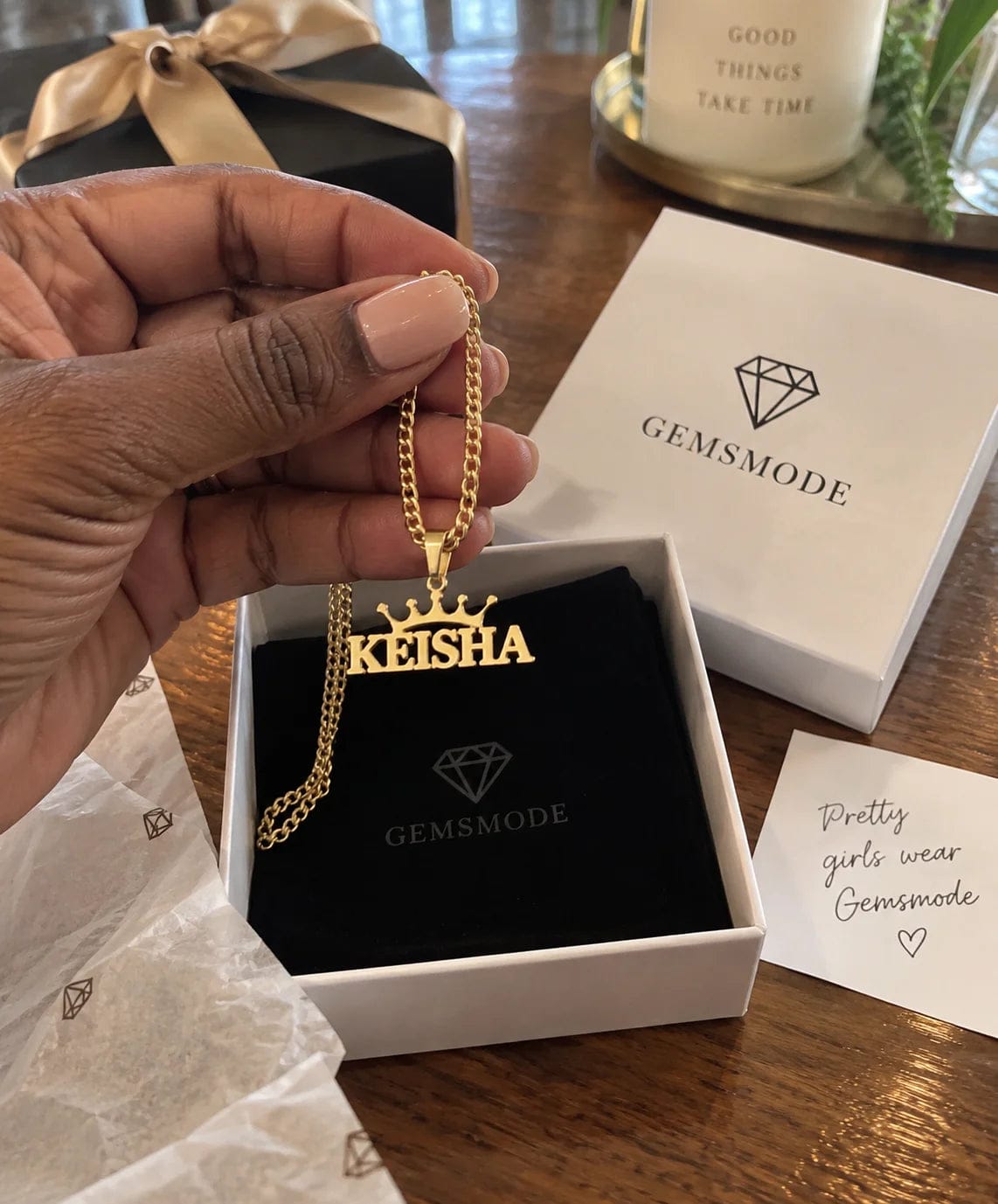 Customer photo review of Personalized Crown Name Necklace