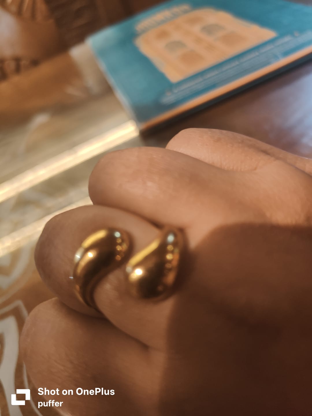 Customer photo review of Gold Plated Adjustable Finger ring