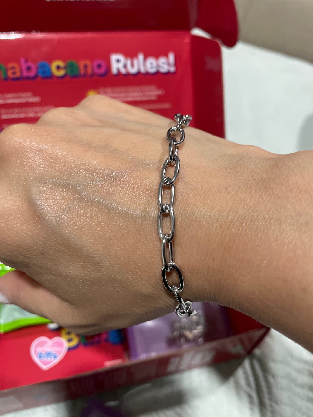 Customer photo review of Pulsera Celeste Plata