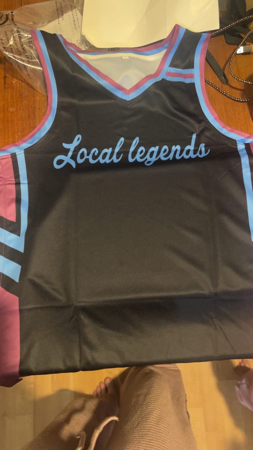 Customer photo review of Custom Black Powder Blue Classic Tops Mesh Basketball Jersey