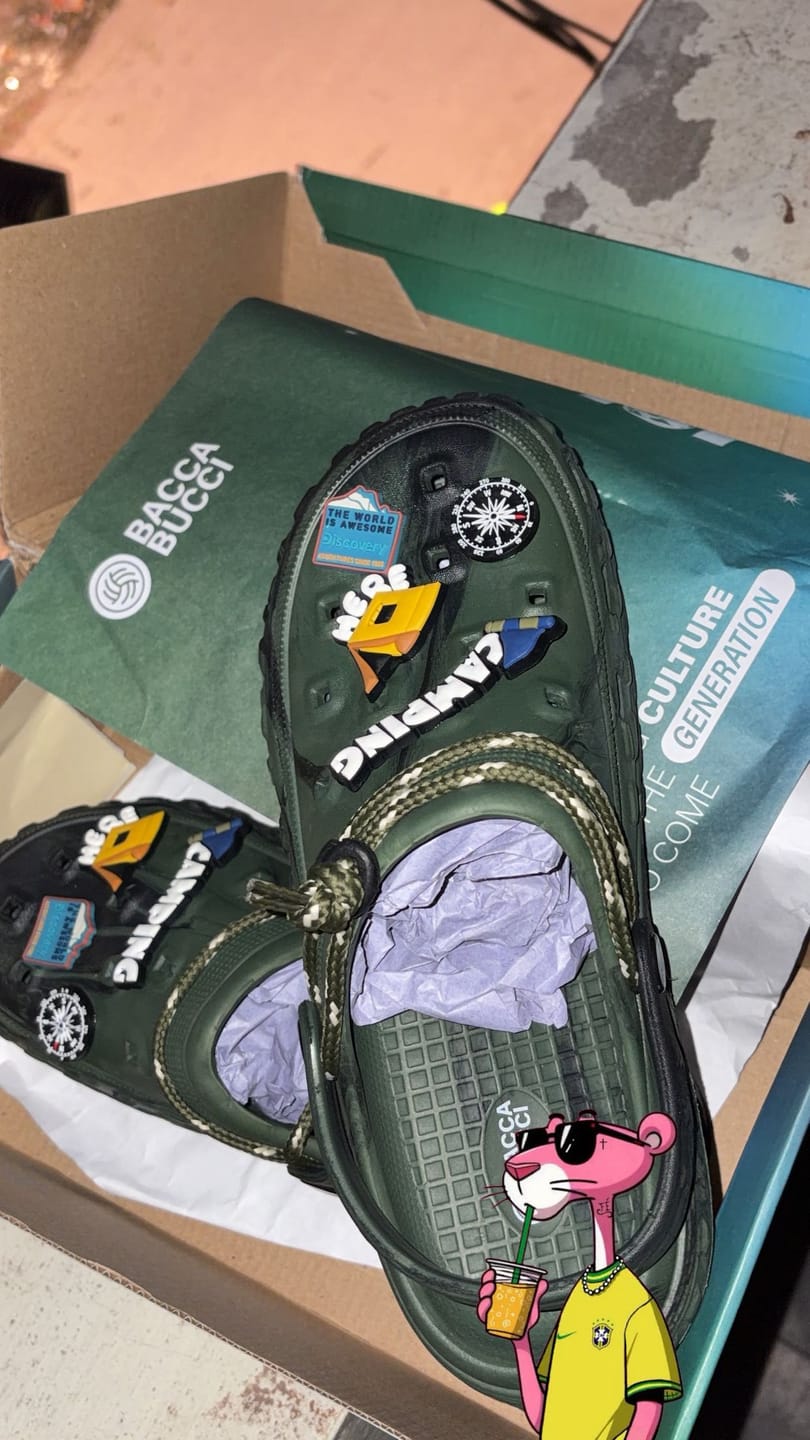Customer photo review of Discovery × Bacca Bucci Marble Clog Slides – Camping Hero Edition