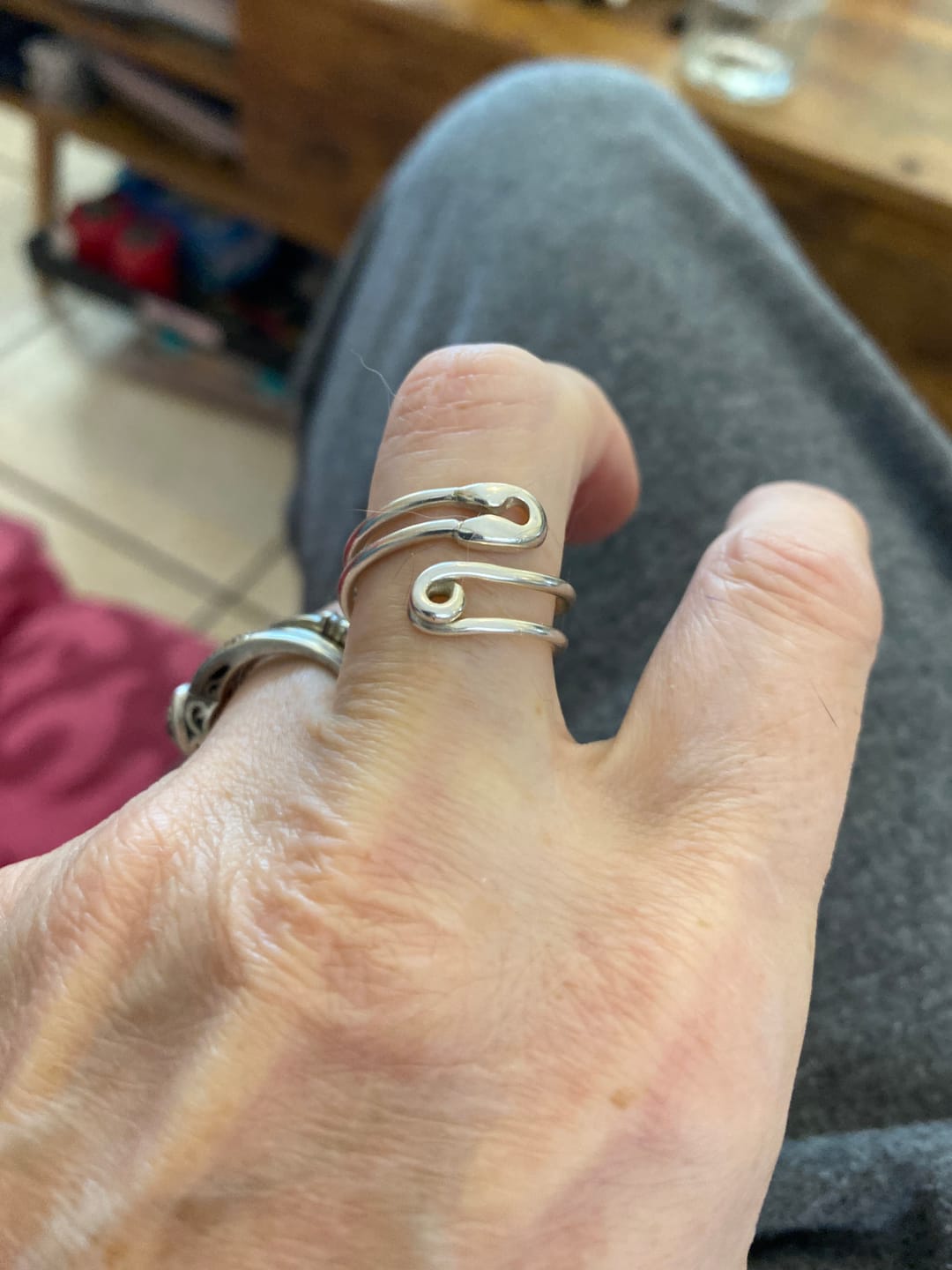 Customer photo review of Safety Pin Ring Sterling Silver