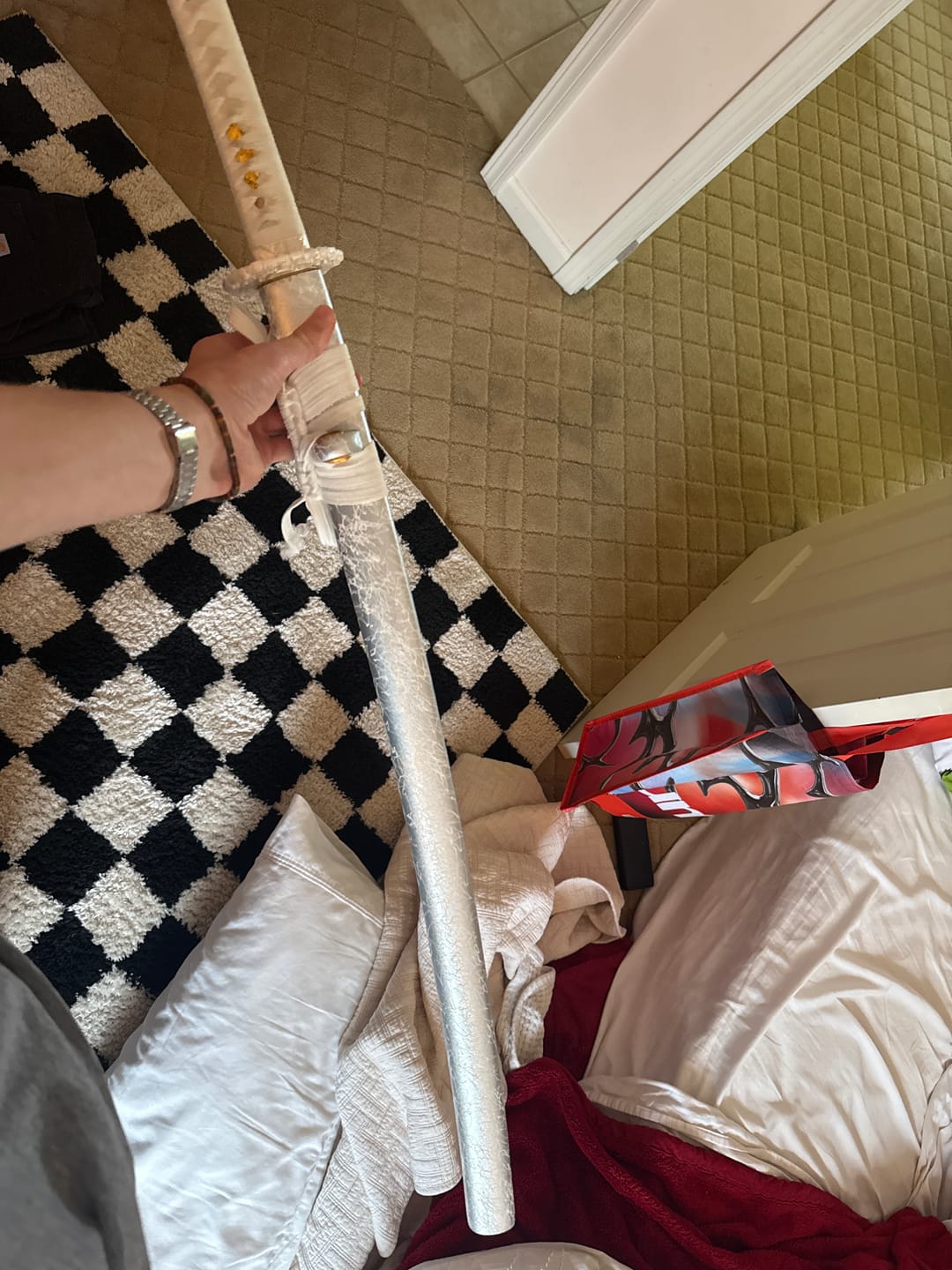 Customer photo review of The Shirubadoragon Handmade Katana Clay Tempered T10 Steel
