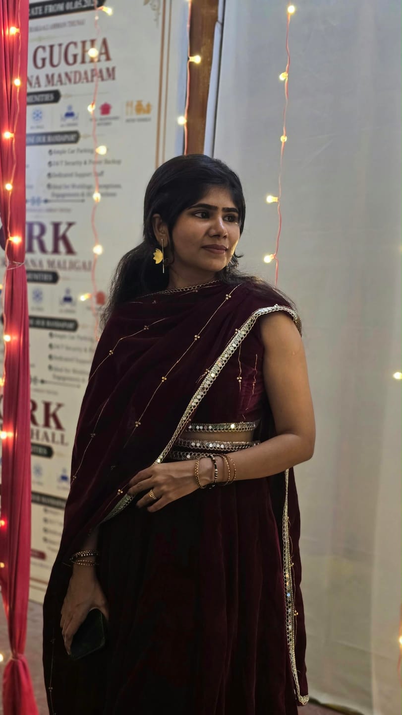 Customer photo review of Alaya Jugni Scarlet Plum Red Lehenga