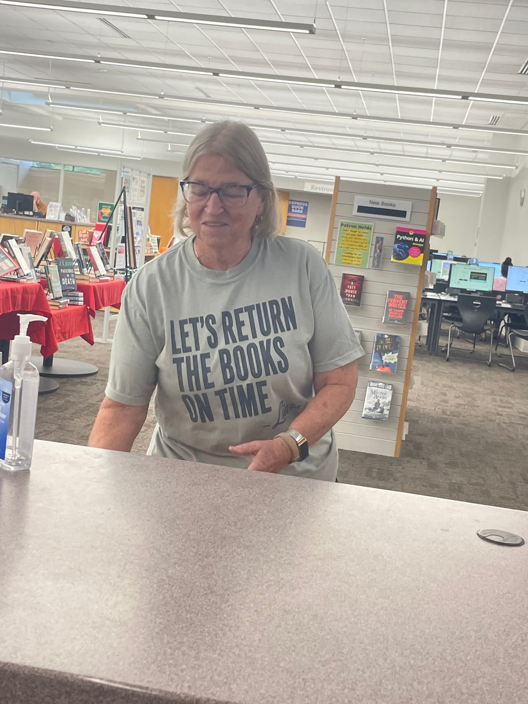 Customer photo review of Return Books On Time T-Shirt