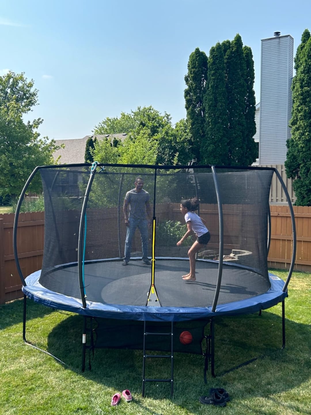 Customer photo review of MERSCO 14FT Blue Pumpkin Trampoline - Reinforced Frame for Family Safety