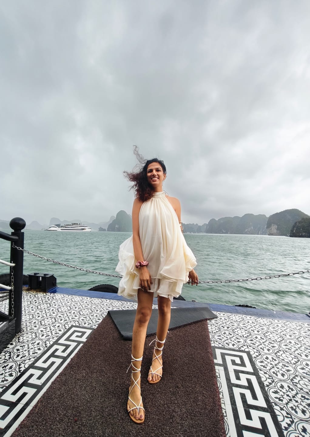 Customer photo review of Amalfi Pearl Halter Short Dress