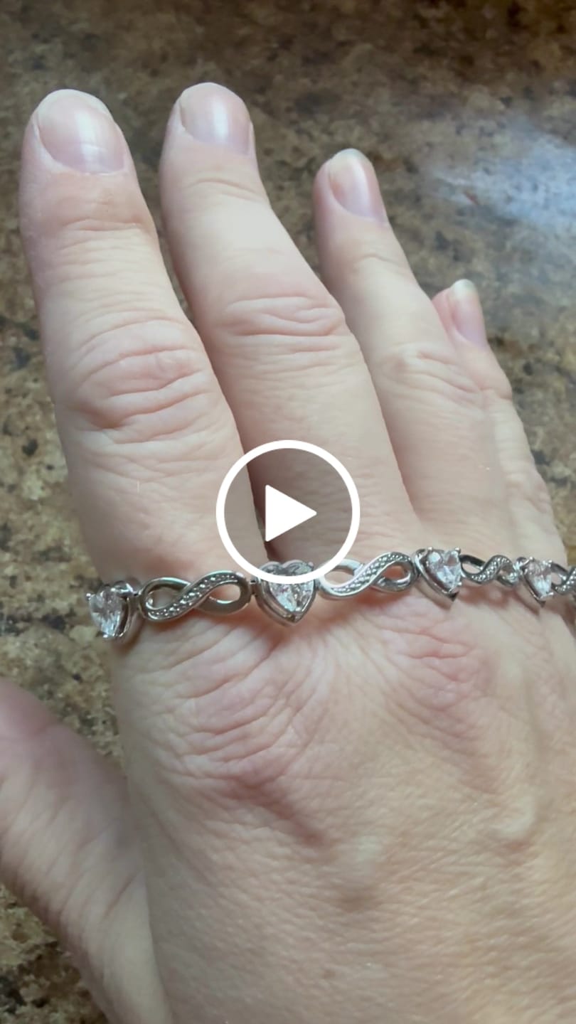 Customer video review of Amanda 18k White Gold Plated Infinity Heart Tennis Bracelet with Simulated Diamond Crystals