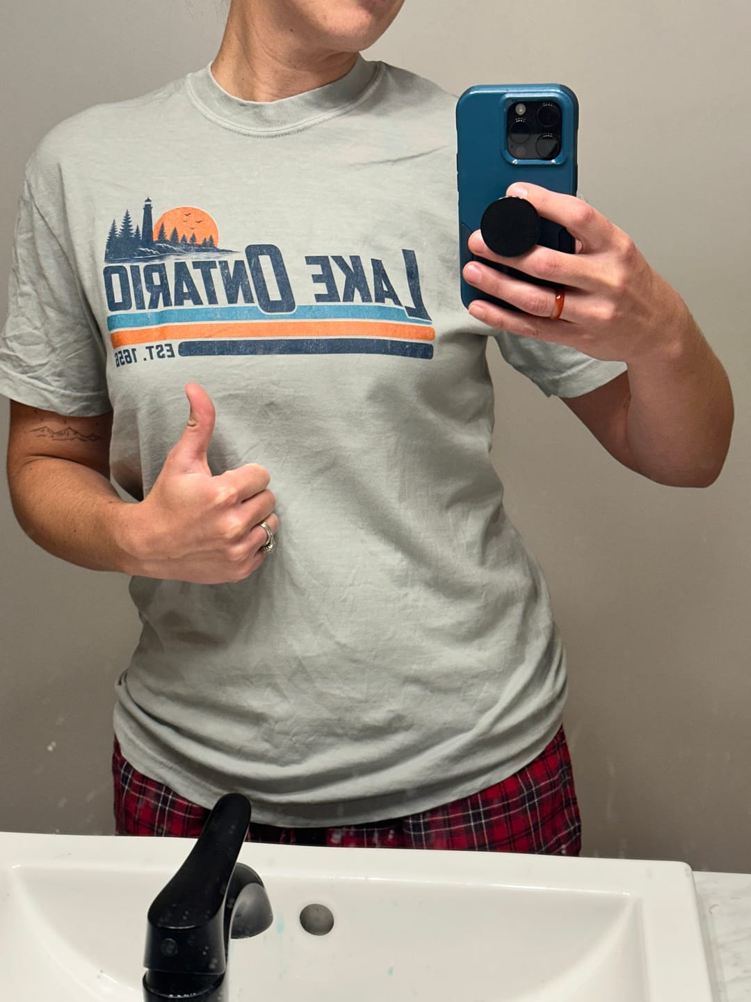 Customer photo review of Lake Ontario Retro Stripe T-Shirt