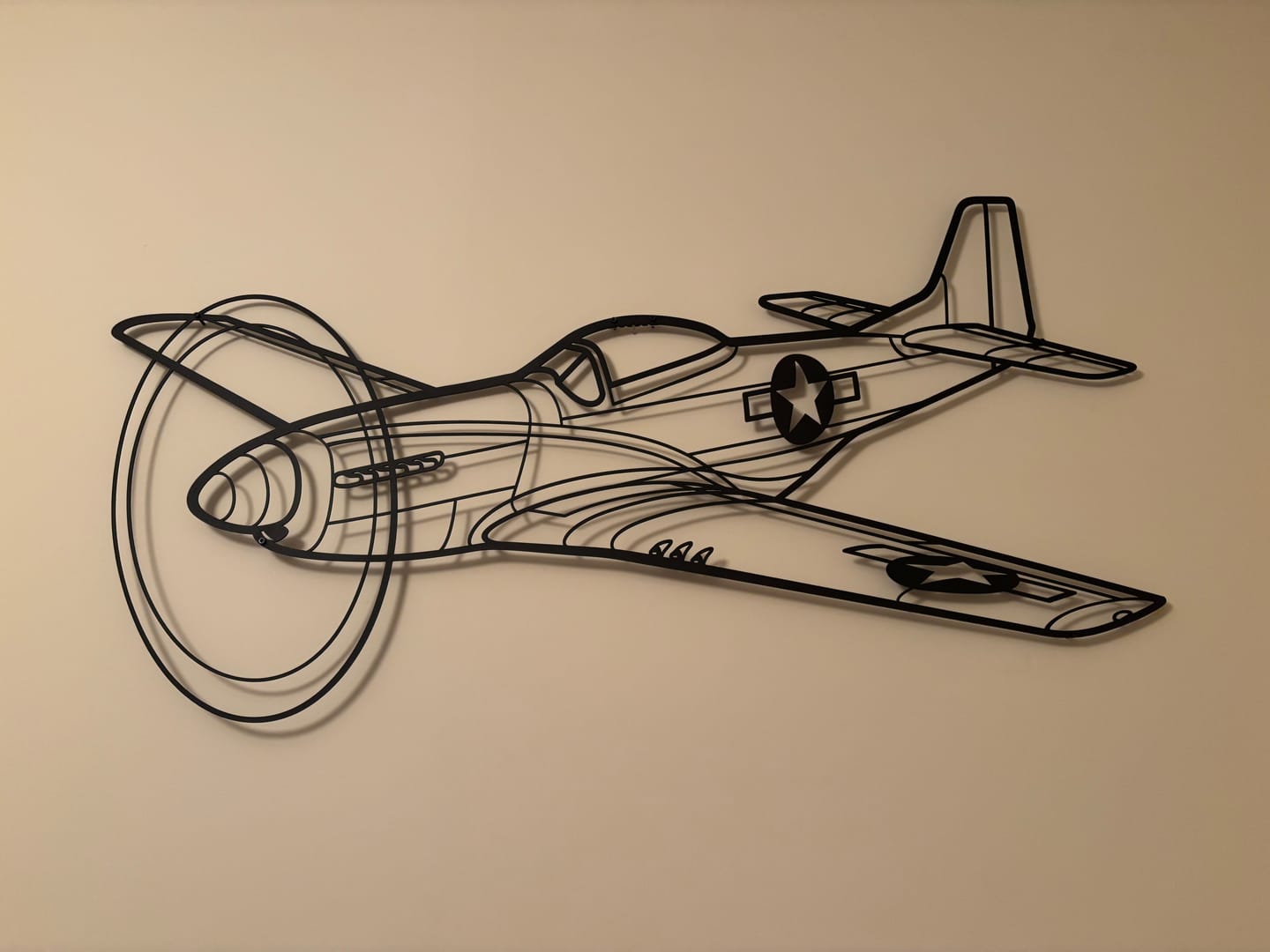 Customer photo review of P-51 Mustang Silhouette Metal Wall Art