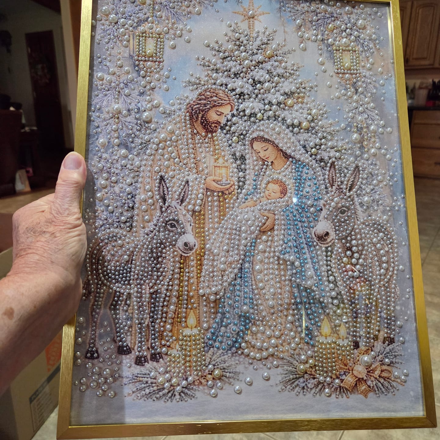 Customer photo review of Personalized 3D Pearl Art DIY Kit – Custom Name Holiday Canvas Wall Decor