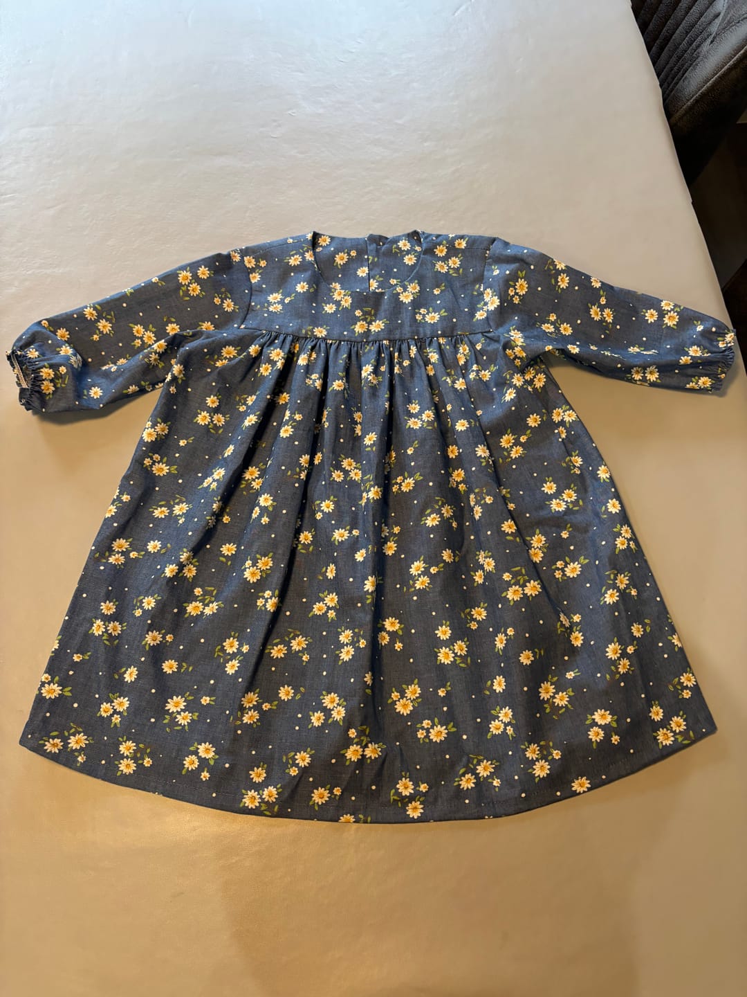 Customer photo review of Daisies Chambray Denim Fabric