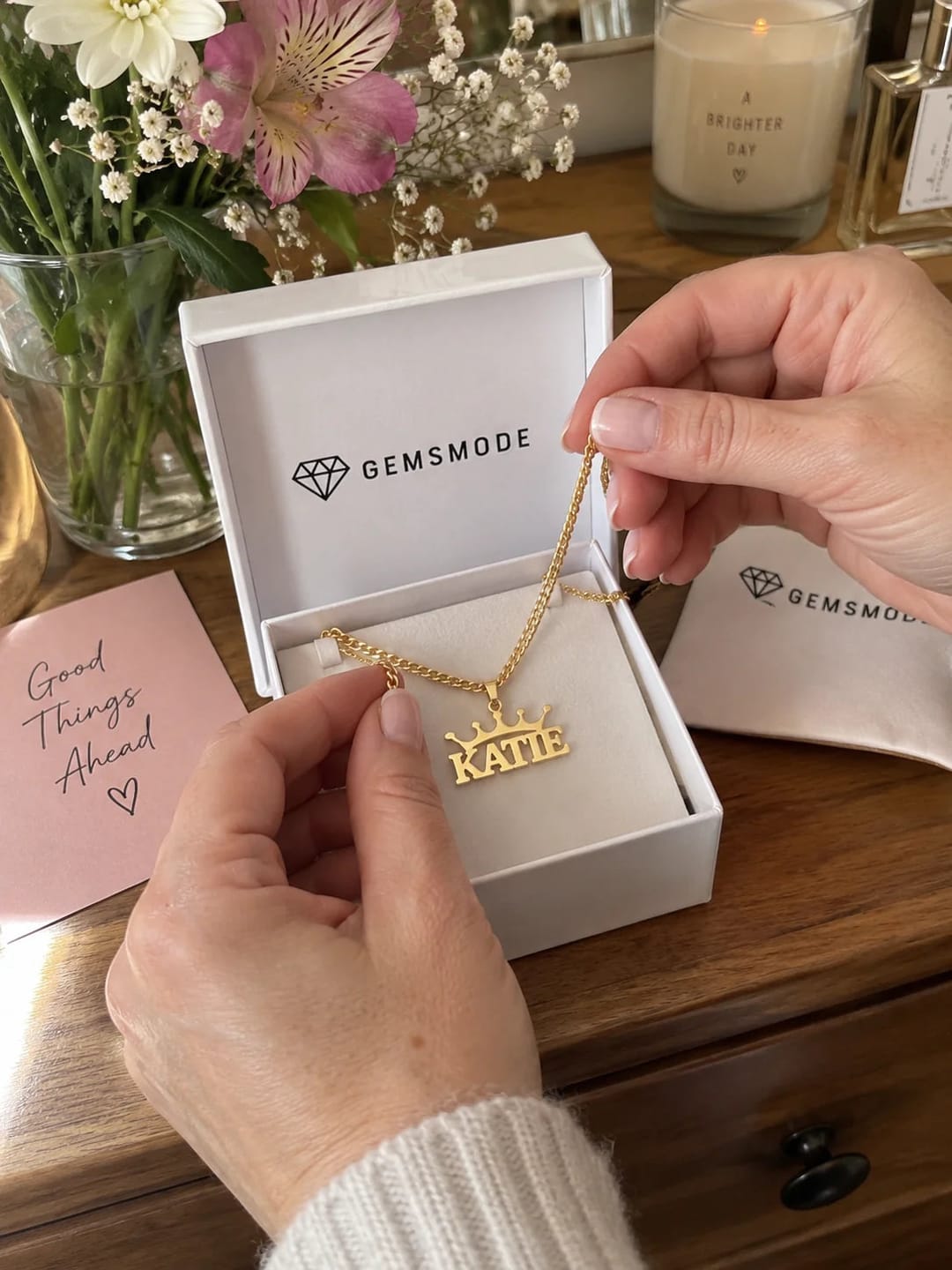 Customer photo review of Personalized Crown Name Necklace