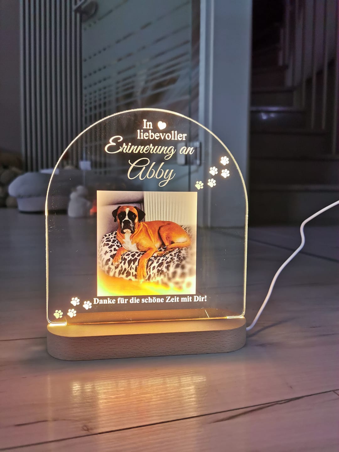 Customer photo review of Zur liebevollen Erinnerung – LED-Lampe für Hund/Katze