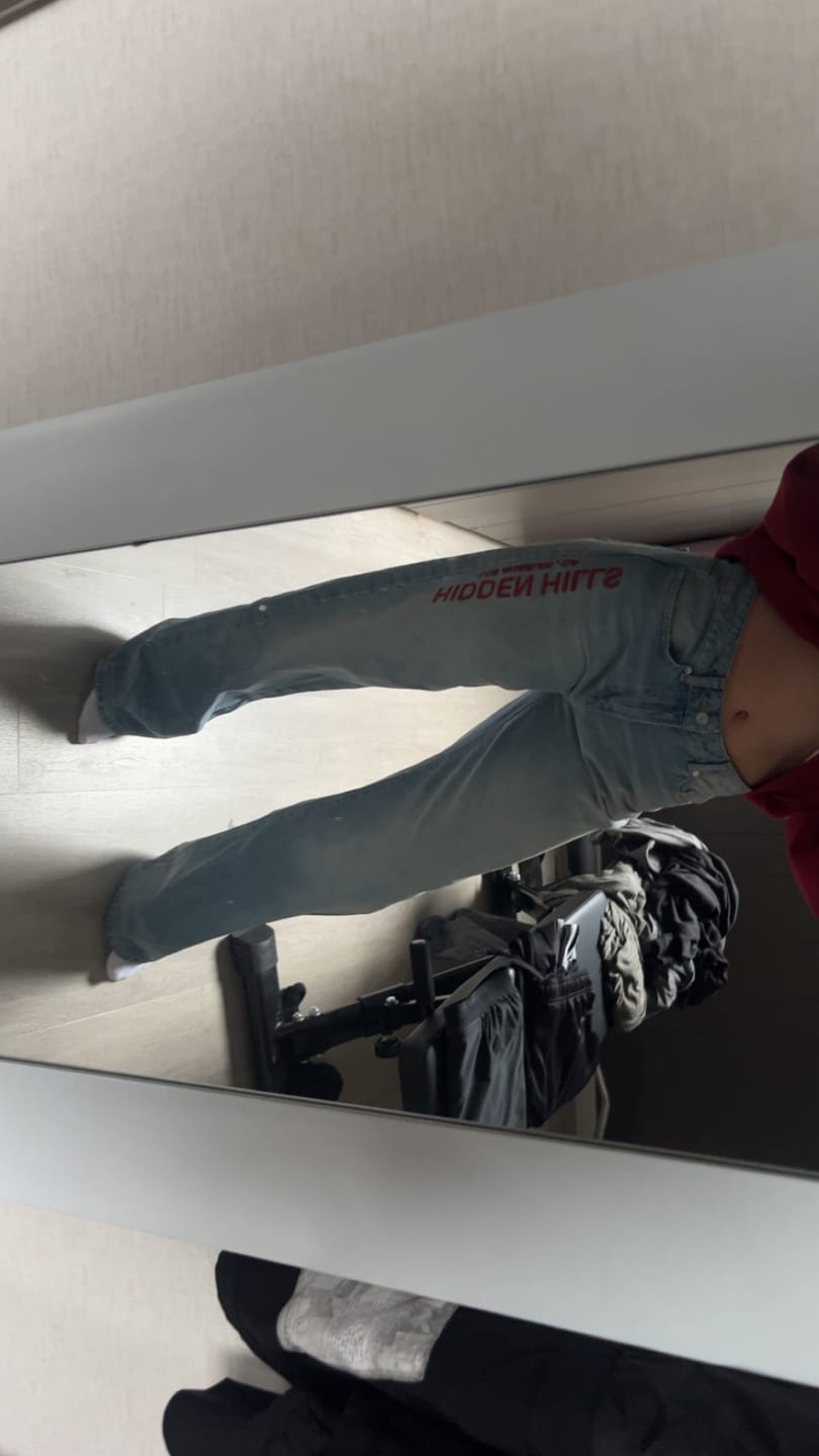 Customer photo review of RED EMBROIDERED LOGO JEANS