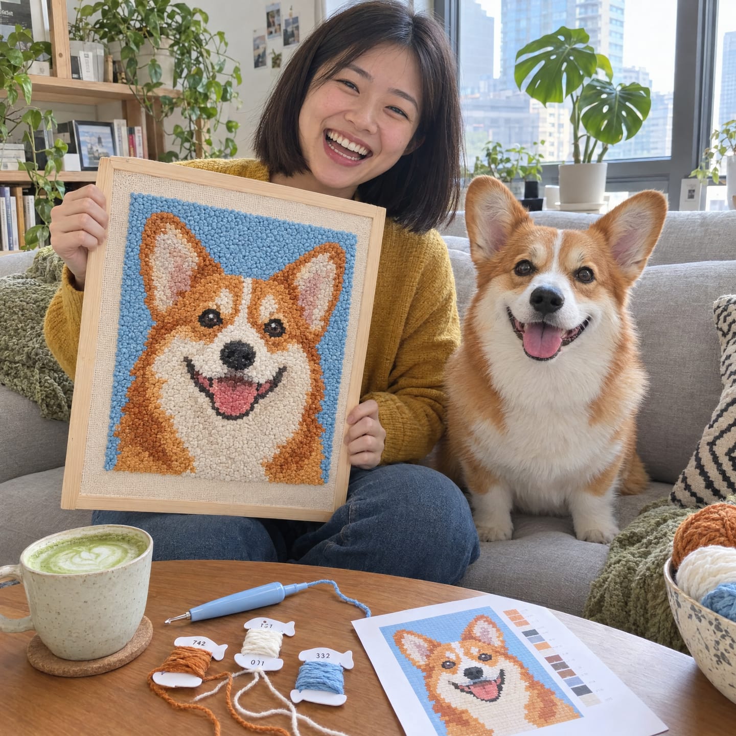 Customer photo review of Custom Dog Portrait Punch Needle Kit - Turn Your Pet's Photo Into Handmade Art