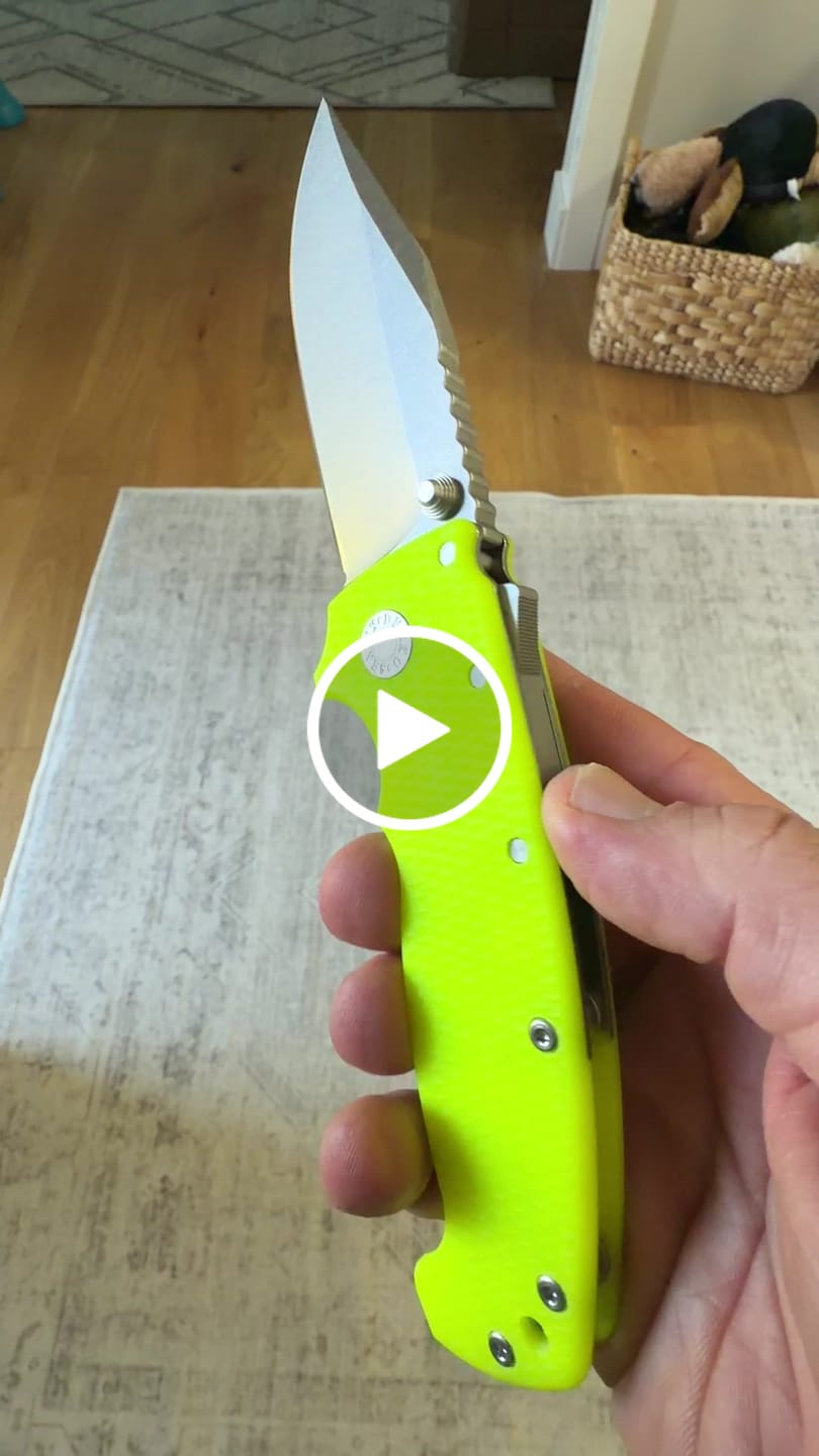 Customer video review of Demko AD20 XXX - 4" CPM-3V Clip Point, Dayglow G10, Shark-Lock - Made in USA (DEMKO-AD20XXX-DAYGLOW)