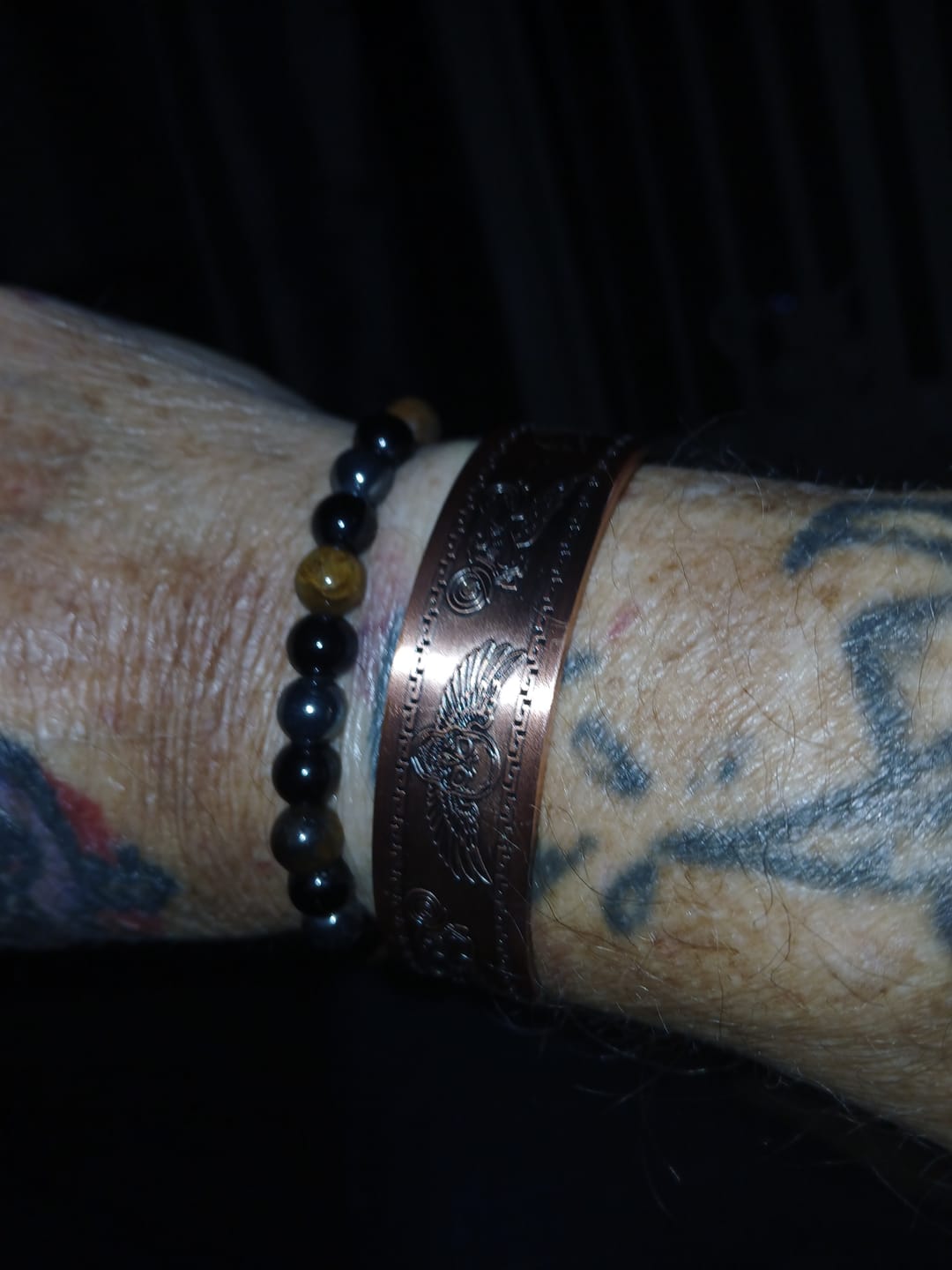 Customer photo review of Willis Judd Mens Copper Bangle Biker Bracelet
