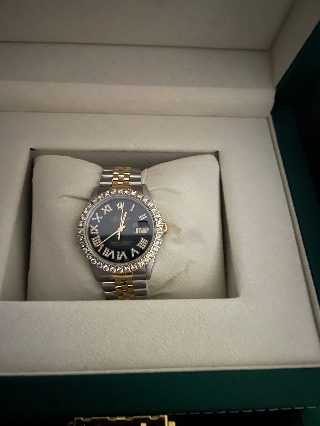 Customer photo review of Rolex Datejust 36MM 1601 Black Roman Diamond Dial Diamond Bezel Two Tone Yellow Gold Jubilee Bracelet 3.75ct