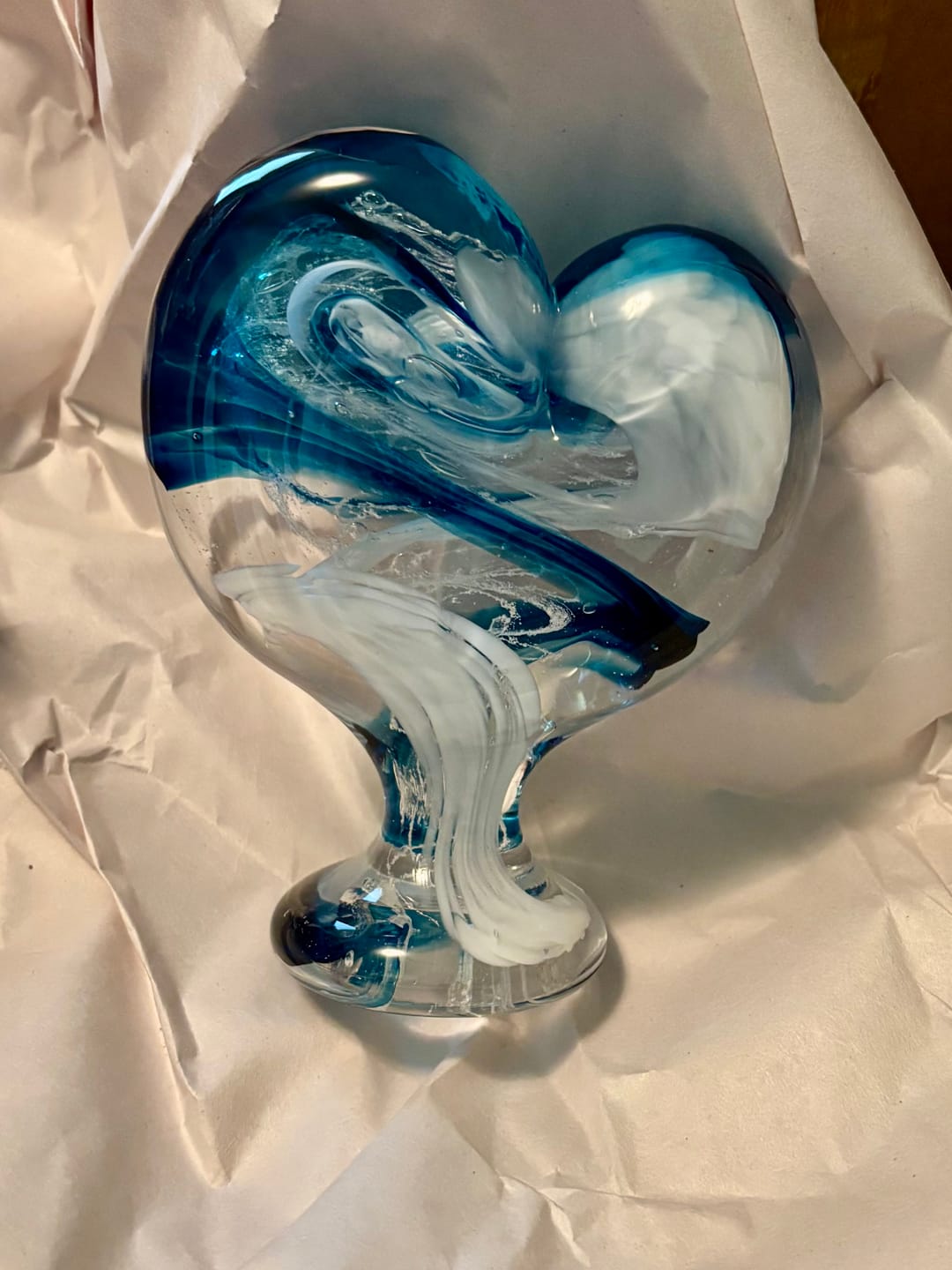 Customer photo review of Glass Heart with Cremation Ash - Standing