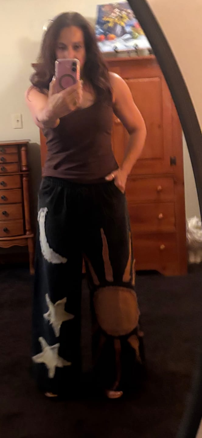Customer photo review of Summer Solstice Patch Wide Leg Pants