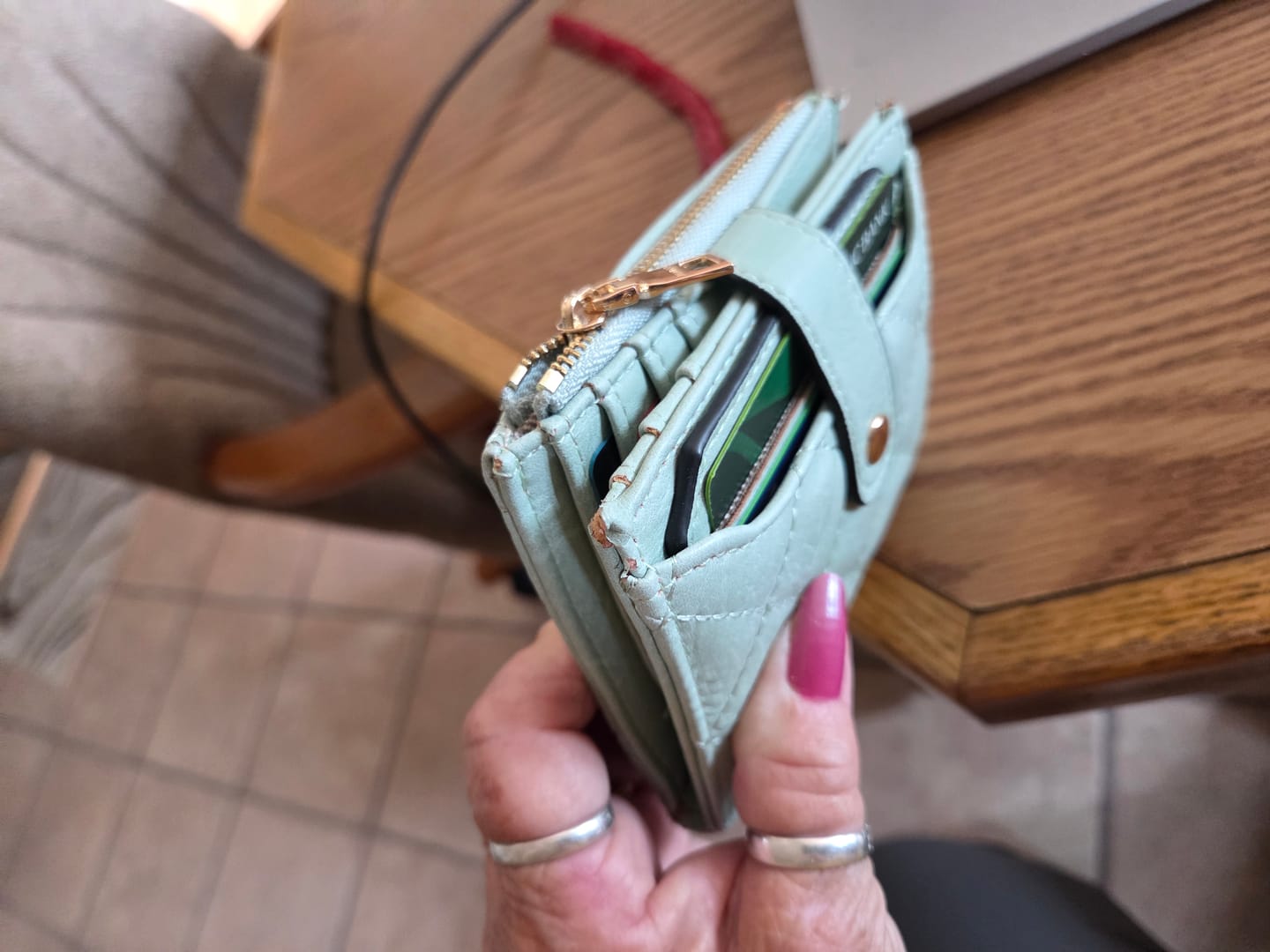 Customer photo review of Melody Vegan Quilted Wallet