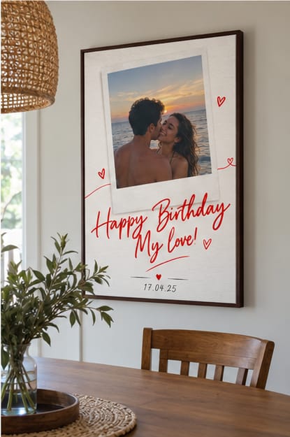 Customer photo review of Custom Birthday Couple Photo Canvas Wall Art